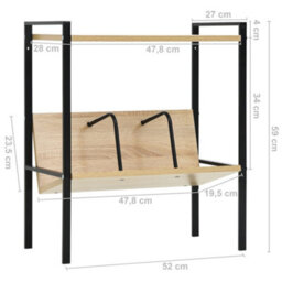 Berkfield 2-Layer Book Shelf Black And Oak 52X28X59 Cm Engineered Wood - thumbnail 8