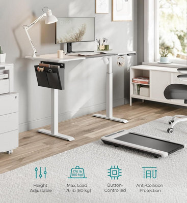 Songmics Standing Table, Electric Desk, Height Adjustable, Spliced Tabletop, 4 Memorable Heights, Classic White And Dove Grey - image 1
