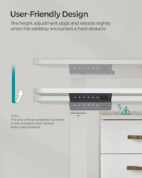 Songmics Standing Table, Electric Desk, Height Adjustable, Spliced Tabletop, 4 Memorable Heights, Classic White And Dove Grey - thumbnail 5