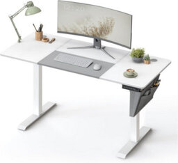 Songmics Standing Table, Electric Desk, Height Adjustable, Spliced Tabletop, 4 Memorable Heights, Classic White And Dove Grey - thumbnail 8