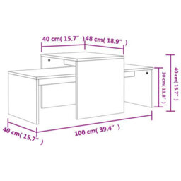 Berkfield Coffee Table Set Concrete Grey 100X48X40 Cm Engineered Wood - thumbnail 7