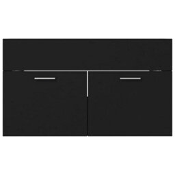 Berkfield Sink Cabinet With Built-In Basin Black Engineered Wood - thumbnail 9