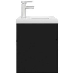 Berkfield Sink Cabinet With Built-In Basin Black Engineered Wood - thumbnail 4