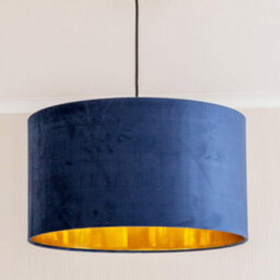 Valuelights Reni Navy Velvet & Gold Inner Drum Ceiling Lamp Shade And Bulb (D)45Cm - thumbnail 2
