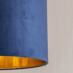 Valuelights Reni Navy Velvet & Gold Inner Drum Ceiling Lamp Shade And Bulb (D)45Cm - thumbnail 4