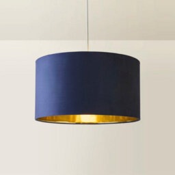Valuelights Reni Navy Velvet & Gold Inner Drum Ceiling Lamp Shade And Bulb (D)45Cm - thumbnail 6