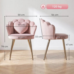 Accent Chair Lotus Back Velvet Upholstered Vanity Chair Armchair Metal Legs Pink - thumbnail 2