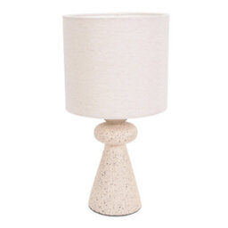 Valuelights Cady Natural Cement Effect Bedside Table Lamp With Drum Shade - Led Bulb Included - thumbnail 2