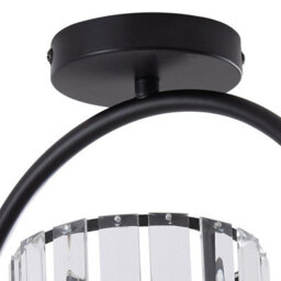 Komore Black Iron Circular Frame Ceiling Light Crystal Flush Light - thumbnail 7