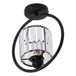 Komore Black Iron Circular Frame Ceiling Light Crystal Flush Light - thumbnail 4