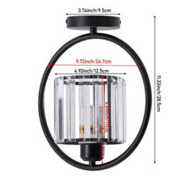 Komore Black Iron Circular Frame Ceiling Light Crystal Flush Light - thumbnail 9