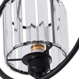 Komore Black Iron Circular Frame Ceiling Light Crystal Flush Light - thumbnail 8