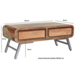 Wyld Haus Los Angeles Reclaimed Wood And Metal Coffee Table With 2 Drawers - thumbnail 4