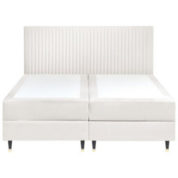 Beliani Divan Bed With Storage Velvet Dame 180 X 200 Cm (Eu Super King) Off-White - thumbnail 5