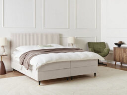 Beliani Divan Bed With Storage Velvet Dame 180 X 200 Cm (Eu Super King) Off-White - thumbnail 2