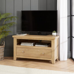 The Furniture Market Cheshire Whitewash Oak Corner Tv Unit Stand Up To 50 Widescreen Size