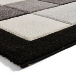 Black Grey Modern Geometric Bordered Chequered Rug For Living Room Bedroom And Dining Room-60Cm X 120Cm - thumbnail 6