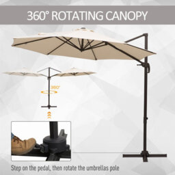 Outsunny 3M Cantilever Parasol Aluminium Garden Umbrella With Crank, Beige - thumbnail 4