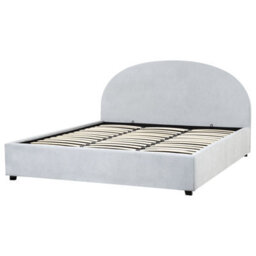 Beliani Ottoman Bed Chenille Vaucluse 180 X 200 Cm (Eu Super King) Light Blue - thumbnail 8