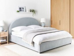 Beliani Ottoman Bed Chenille Vaucluse 180 X 200 Cm (Eu Super King) Light Blue - thumbnail 2