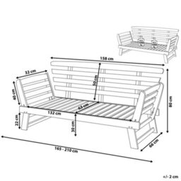 Beliani Garden Bench With Cushion Portici 210 Cm Eucalyptus Wood Light Brown/ Taupe - thumbnail 3