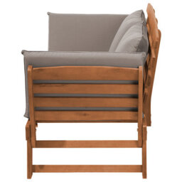 Beliani Garden Bench With Cushion Portici 210 Cm Eucalyptus Wood Light Brown/ Taupe - thumbnail 6
