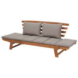 Beliani Garden Bench With Cushion Portici 210 Cm Eucalyptus Wood Light Brown/ Taupe - thumbnail 5