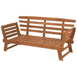 Beliani Garden Bench With Cushion Portici 210 Cm Eucalyptus Wood Light Brown/ Taupe - thumbnail 4