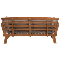 Beliani Garden Bench With Cushion Portici 210 Cm Eucalyptus Wood Light Brown/ Taupe - thumbnail 7