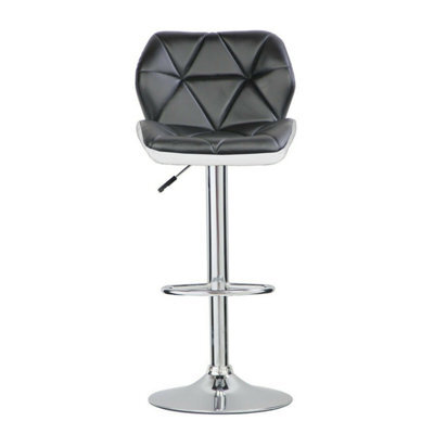 Neel Blue Modern Swivel Bar Stool, Adjustable Height Faux Leather Breakfast Modern Chair, Black - image 1
