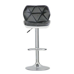 Neel Blue Modern Swivel Bar Stool, Adjustable Height Faux Leather Breakfast Modern Chair, Black