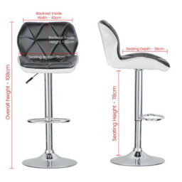 Neel Blue Modern Swivel Bar Stool, Adjustable Height Faux Leather Breakfast Modern Chair, Black - thumbnail 2