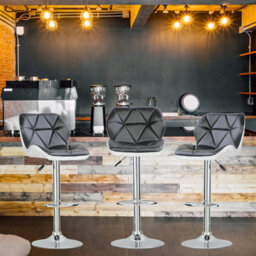 Neel Blue Modern Swivel Bar Stool, Adjustable Height Faux Leather Breakfast Modern Chair, Black - thumbnail 7