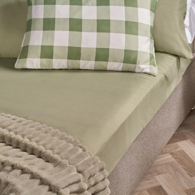 Ohs Ultra Soft Microfibre Plain Fitted Bed Sheet, Sage - Double - image 1
