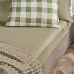 Ohs Ultra Soft Microfibre Plain Fitted Bed Sheet, Sage - Double - thumbnail 1