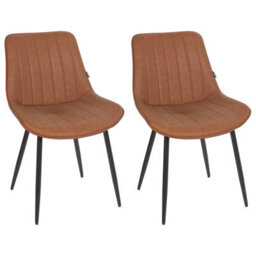 Beliani Set Of 2 Dining Chairs Dubrovnik Faux Leather Brown - thumbnail 1