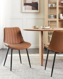 Beliani Set Of 2 Dining Chairs Dubrovnik Faux Leather Brown - thumbnail 2