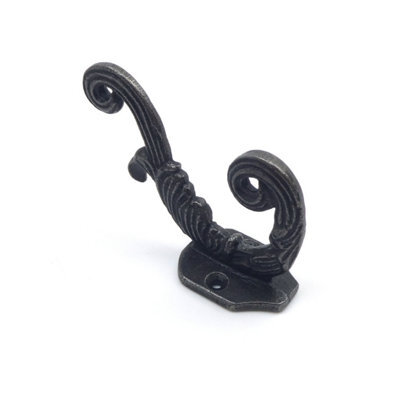 Oakcrafts - Antique Cast Iron Hat And Coat Hook Majestic Swirl - Pack Of 4 - image 1