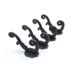 Oakcrafts - Antique Cast Iron Hat And Coat Hook Majestic Swirl - Pack Of 4 - thumbnail 3