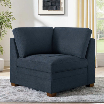 Xample Thomasville Tisdale Blue Fabric Corner Chair, Modular Seating, Pocket Coil Cushions, Removable Back Cushions, Solid Wood Legs - image 1