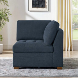 Xample Thomasville Tisdale Blue Fabric Corner Chair, Modular Seating, Pocket Coil Cushions, Removable Back Cushions, Solid Wood Legs - thumbnail 3