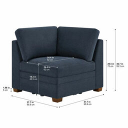 Xample Thomasville Tisdale Blue Fabric Corner Chair, Modular Seating, Pocket Coil Cushions, Removable Back Cushions, Solid Wood Legs - thumbnail 2