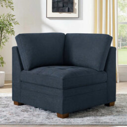 Xample Thomasville Tisdale Blue Fabric Corner Chair, Modular Seating, Pocket Coil Cushions, Removable Back Cushions, Solid Wood Legs - thumbnail 1