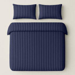 Bedlooms Navy Stripe Duvet Cover Set, Reversible, Breathable & Hypoallergenic Bedding Pack, Super King 260X220Cm - thumbnail 2