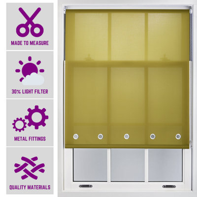 Green Daylight Roller Blind With Chrome Round Eyelets And Metal Fittings Cut To Size By Furnished - (W)120Cm X (L)165Cm