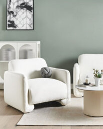 Beliani  Armchair Saland Fabric White - thumbnail 2