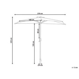 Beliani 2.7M Half-Round Balcony Parasol Green - Space-Saving D-Shaped Canopy - thumbnail 3