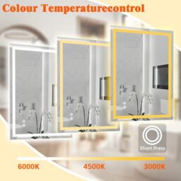 T&k Bathroom Led Mirror 80X60Cm, Anti-Fog, 3-Colours Dimmable, Adjustable Brightness, Touch Control&memory Function - thumbnail 3