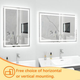 T&k Bathroom Led Mirror 80X60Cm, Anti-Fog, 3-Colours Dimmable, Adjustable Brightness, Touch Control&memory Function - thumbnail 6