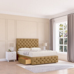 "Sloomy 4Ft Cambridge Naples Silver Bed Set With 2 Drawers & Footboard, Mattress & 54"" Headboard - Small Double"